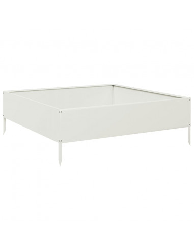 Fioriera Rialzata da Giardino Bianca 100x100x33,5 cm in Acciaio