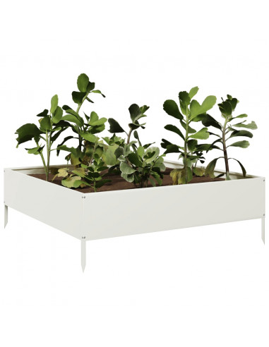 Fioriera Rialzata da Giardino Bianca 100x100x33,5 cm in Acciaio