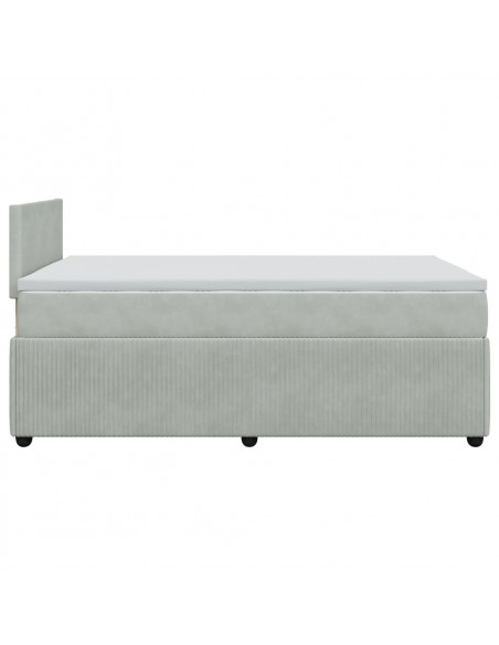 Giroletto a Molle con Materasso Grigio Chiaro 120x190cm Velluto