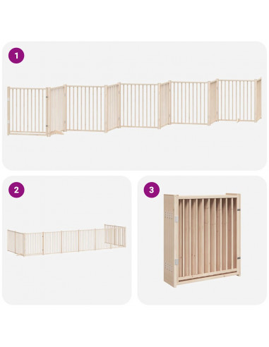 Cancello per Cani Porta Pieghevole 10 Pannelli 800 cm in Pioppo