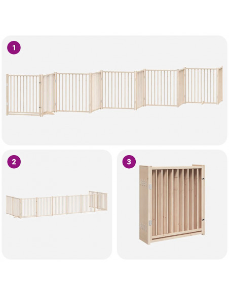 Cancello per Cani Porta Pieghevole 10 Pannelli 800 cm in Pioppo