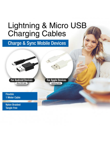 Ewent EW1277 cavo Lightning 1 m Nero, Bianco