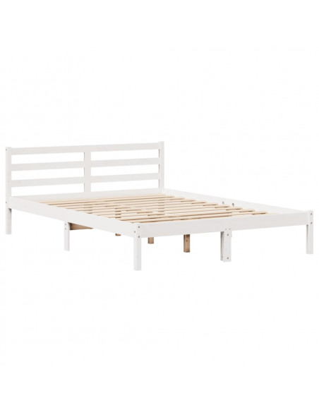 Giroletto con Testiera Bianco 160x200 cm Legno Massello di Pino