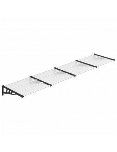 Tettoia per Porta Nero e Trasparente 396x90 cm Policarbonato 2