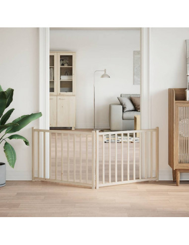 Cancello per Cani Pieghevole 2 Pannelli 160 cm Massello Abete