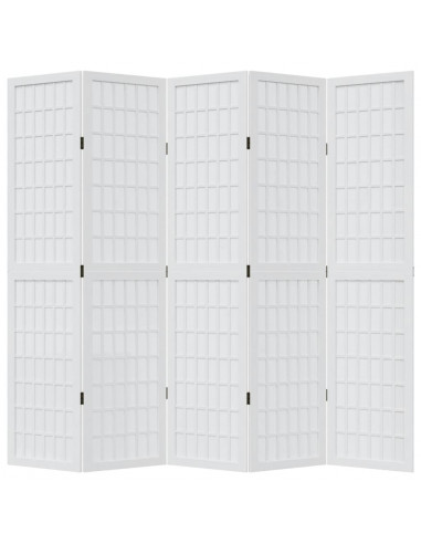 Divisorio Ambienti 5Pannelli Bianco Legno Massello di Paulownia