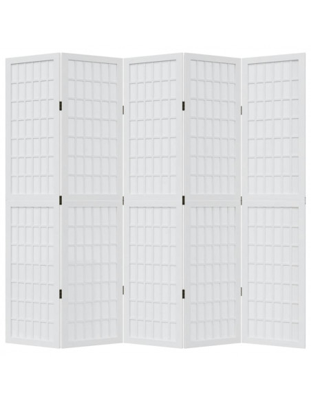 Divisorio Ambienti 5Pannelli Bianco Legno Massello di Paulownia