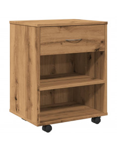 Armadietto con Ruote Rovere Artigianale 46x36x59 cm Truciolato 2