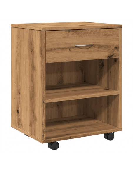 Armadietto con Ruote Rovere Artigianale 46x36x59 cm Truciolato