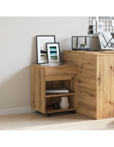 Armadietto con Ruote Rovere Artigianale 46x36x59 cm Truciolato