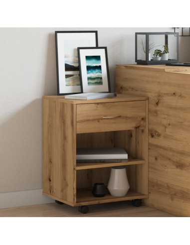 Armadietto con Ruote Rovere Artigianale 46x36x59 cm Truciolato