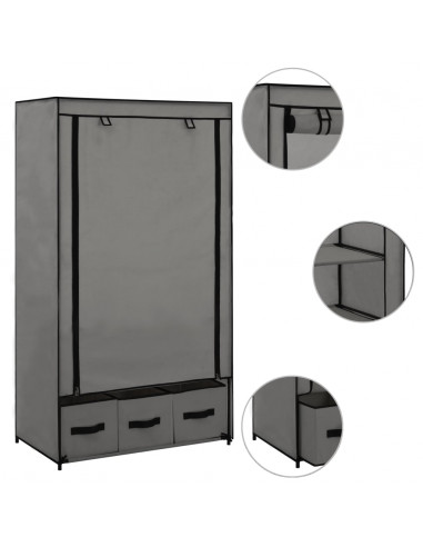 Armadio Grigio 87x49x159 cm in Tessuto