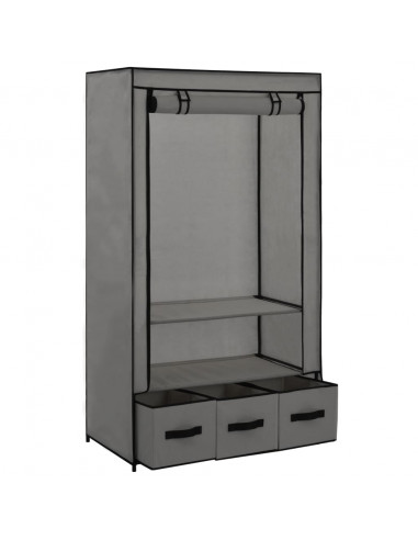 Armadio Grigio 87x49x159 cm in Tessuto