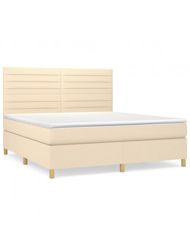 Giroletto a Molle con Materasso Crema 180x200 cm in Tessuto