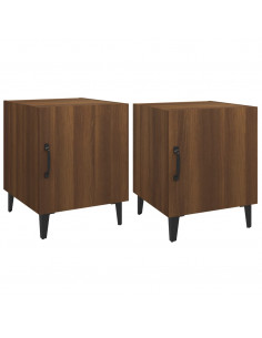 Comodini 2 pz Rovere Marrone in Legno Multistrato 2