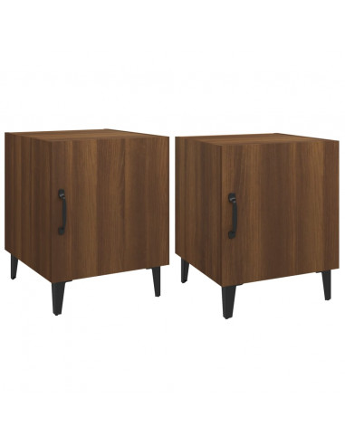 Comodini 2 pz Rovere Marrone in Legno Multistrato