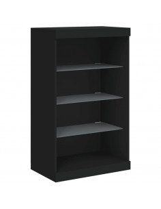 Credenze con Luci LED 3 pz Nere in Legno Multistrato 2