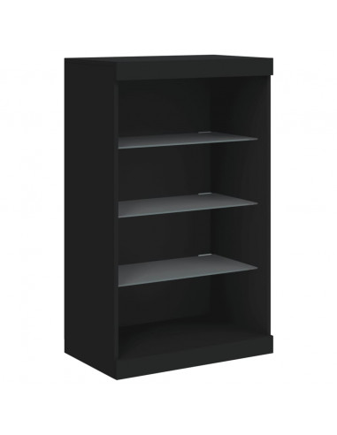 Credenze con Luci LED 3 pz Nere in Legno Multistrato