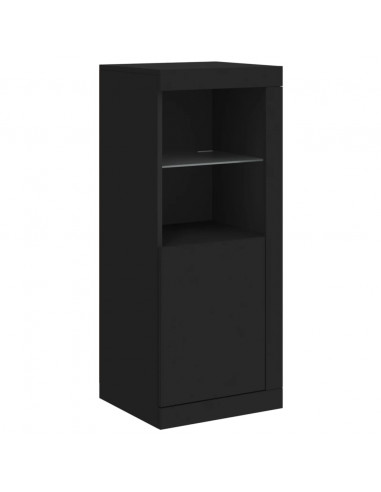 Credenze con Luci LED 3 pz Nere in Legno Multistrato