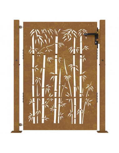 Cancello da Giardino 105x130 cm in Acciaio Corten Design Bambù