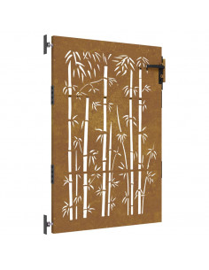 Cancello da Giardino 85x125 cm in Acciaio Corten Design Bambù 2