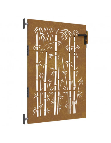 Cancello da Giardino 85x125 cm in Acciaio Corten Design Bambù