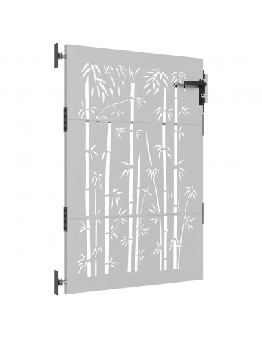 Cancello da Giardino 85x125 cm in Acciaio Corten Design Bambù