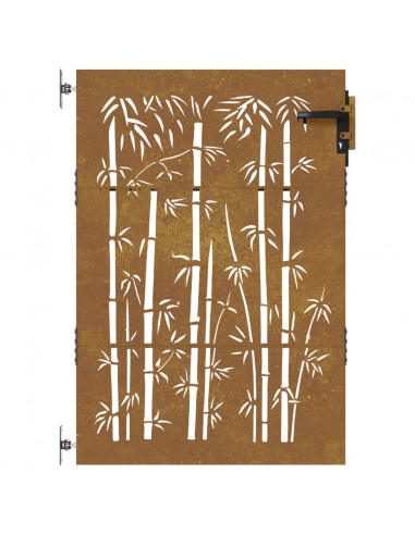 Cancello da Giardino 85x125 cm in Acciaio Corten Design Bambù