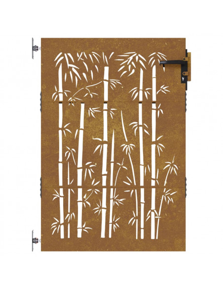 Cancello da Giardino 85x125 cm in Acciaio Corten Design Bambù