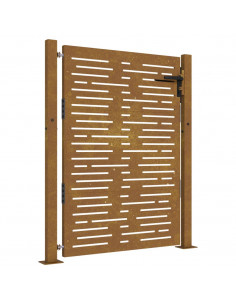Cancello da Giardino 105x130 cm Acciaio Corten Design Quadrato 2