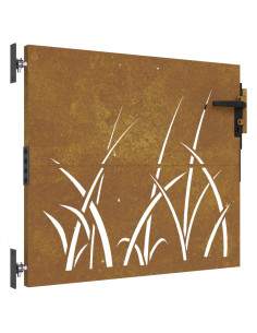 Cancello da Giardino 85x100 cm in Acciaio Corten Design Erba 2