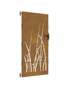 Cancello da Giardino 85x200 cm in Acciaio Corten Design Erba 2