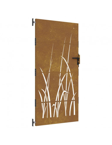 Cancello da Giardino 85x200 cm in Acciaio Corten Design Erba