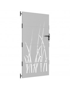 Cancello da giardino 85x200 cm in acciaio Corten con design erba 2