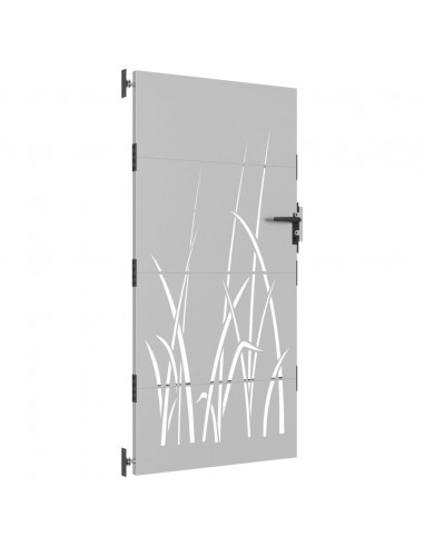 Cancello da giardino 85x200 cm in acciaio Corten con design erba