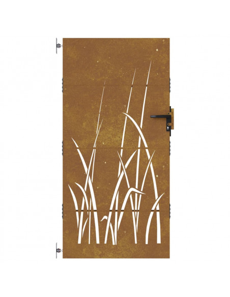 Cancello da giardino 85x200 cm in acciaio Corten con design erba