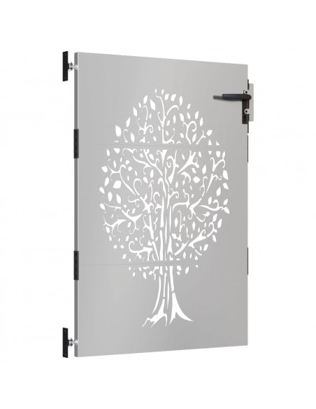 Cancello da Giardino 85x125 cm in Acciaio Corten Design Albero