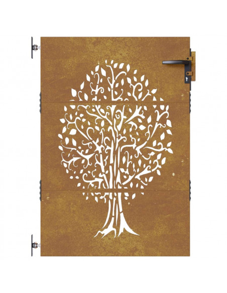 Cancello da Giardino 85x125 cm in Acciaio Corten Design Albero