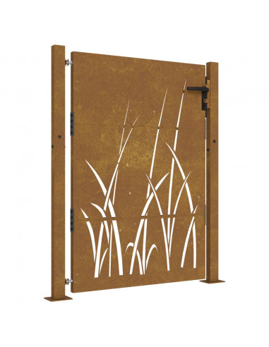 Cancello da Giardino 105x130 cm in Acciaio Corten Design Erba