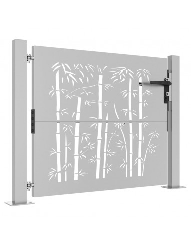 Cancello da Giardino 105x80 cm in Acciaio Corten Design Bambù
