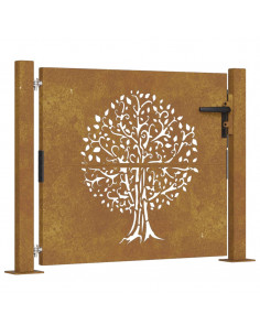 Cancello da giardino 100x100 cm in acciaio Corten con design ad albero 2