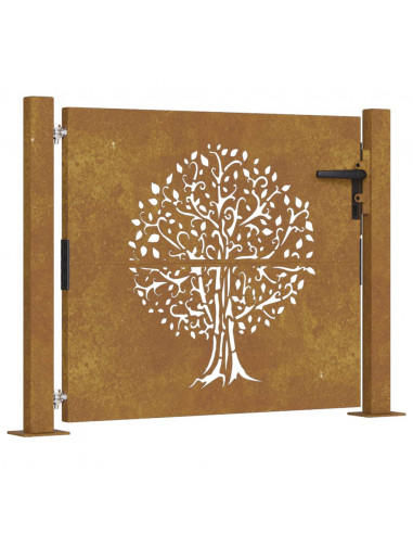Cancello da giardino 100x100 cm in acciaio Corten con design ad albero