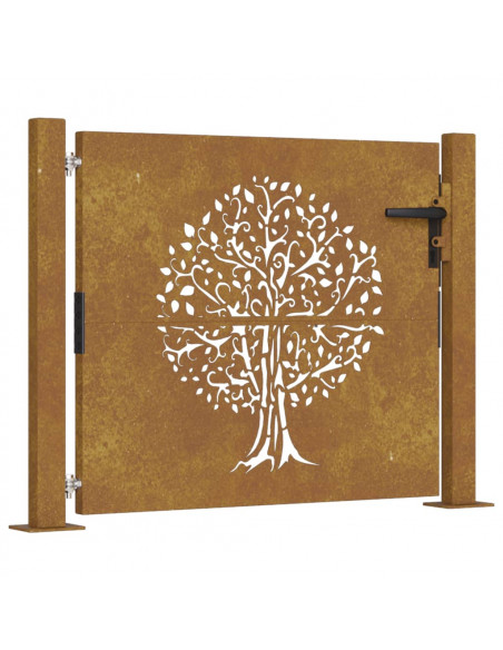 Cancello da giardino 100x100 cm in acciaio Corten con design ad albero