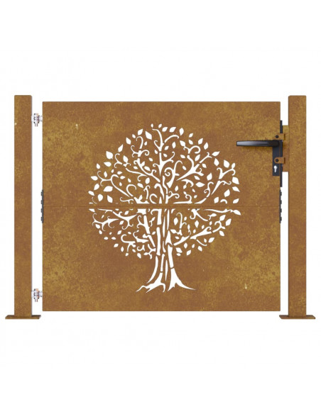 Cancello da Giardino 105x105 cm in Acciaio Corten Design Albero