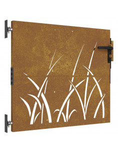 Cancello da Giardino 85x75 cm in Acciaio Corten Design Erba 2