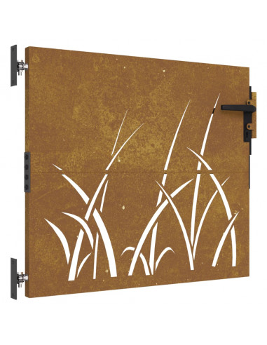 Cancello da Giardino 85x75 cm in Acciaio Corten Design Erba
