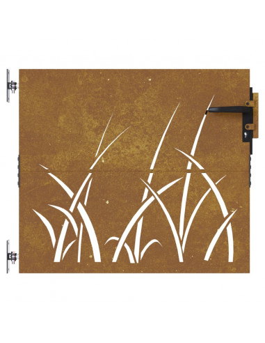 Cancello da Giardino 85x75 cm in Acciaio Corten Design Erba