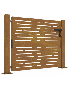 Cancello da Giardino 105x80m in Acciaio Corten Design Quadrato 2