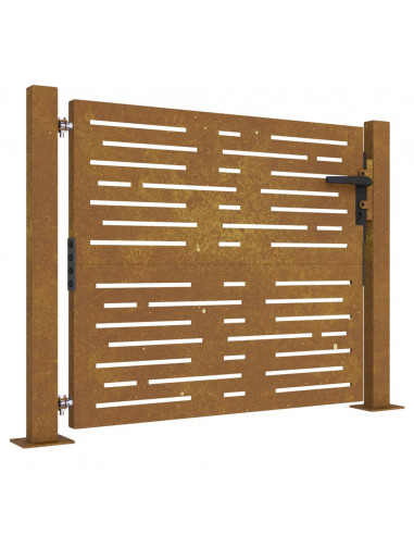 Cancello da Giardino 105x80m in Acciaio Corten Design Quadrato