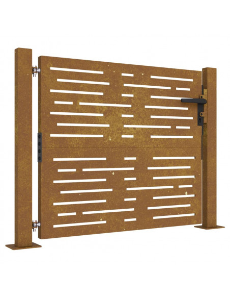 Cancello da Giardino 105x80m in Acciaio Corten Design Quadrato